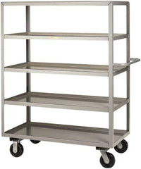 Little Giant - 3,600 Lb Capacity, 5 Shelf, Steel Shelf Truck - 65-1/2" Long x 30" Wide x 65" High, 6" Diam Phenolic Wheels - Apex Tool & Supply