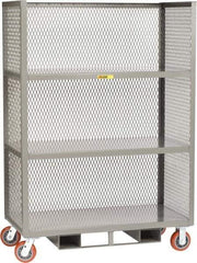 Little Giant - 3,600 Lb Capacity, 3 Shelf, 3-Sided Steel Order Picking Truck - 48" Long x 24" Wide x 69" High, 6" Diam Polyurethane Wheels - Apex Tool & Supply
