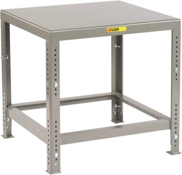 Little Giant - 48 Wide x 30" Deep x 30" High, 7 Gauge Steel Heavy-Duty Machine Table - Adjustable Height Legs, Gray - Apex Tool & Supply
