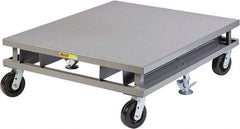 Little Giant - 3,600 Lb Capacity Steel Pallet Dolly with Fork Pockets - 48" Long x 48" Wide x 14-1/4" High, 6" Phenolic Wheels - Apex Tool & Supply