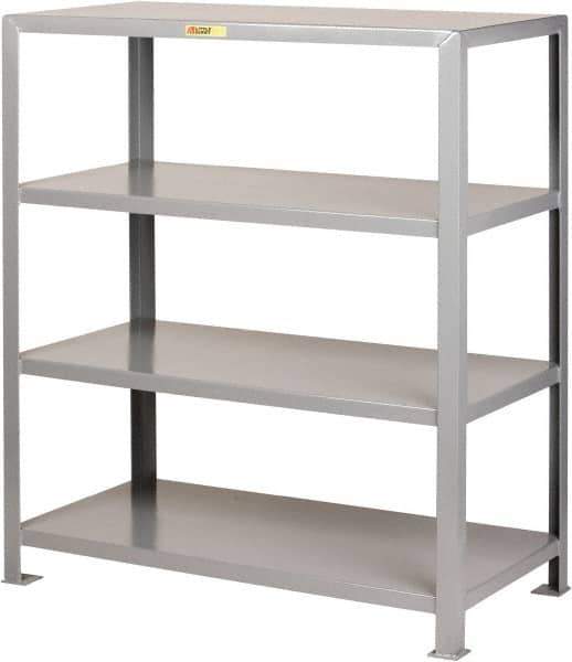 Little Giant - 4 Shelf Starter Heavy-Duty Open Steel Shelving - 8,000 Lb Capacity, 48" Wide x 72" High x 30" Deep, Gray - Apex Tool & Supply