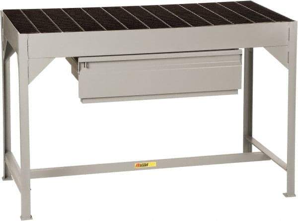 Little Giant - 51 Wide x 24" Deep x 34" High, Steel Bar Grating Welder's Table - Fixed Legs, Gray/Black - Apex Tool & Supply