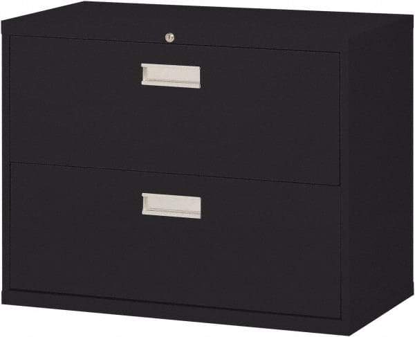 Sandusky Atlantic - 36" Wide x 28-3/8" High x 19-1/4" Deep, 2 Drawer Lateral File with Lock - Steel, Black - Apex Tool & Supply