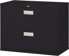 Sandusky Atlantic - 36" Wide x 28-3/8" High x 19-1/4" Deep, 2 Drawer Lateral File with Lock - Steel, Black - Apex Tool & Supply