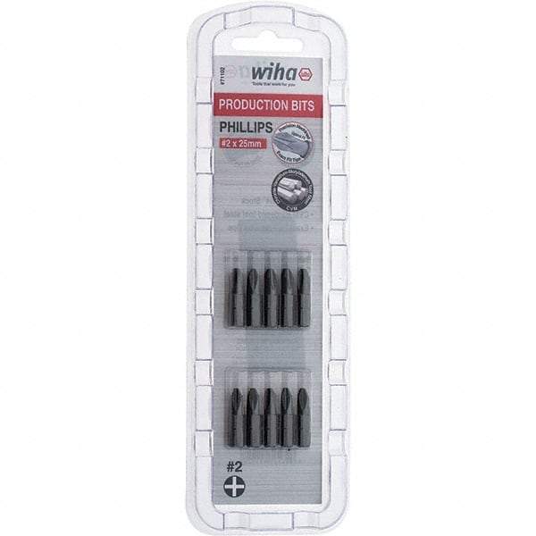 Wiha - #2, Phillips & Insert Screwdriver Bit - 1/4" Drive, 1" OAL - Apex Tool & Supply