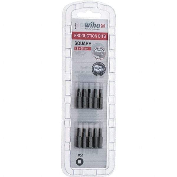 Wiha - 1/4" Drive, #2 Square Screwdriver Bit - 1" OAL - Apex Tool & Supply