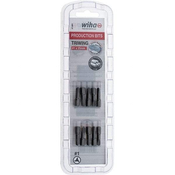 Wiha - 1/4" Drive, #1 Tri-Wing Screwdriver Bit - 1" OAL - Apex Tool & Supply