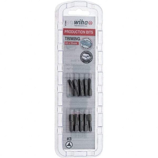 Wiha - 1/4" Drive, #3 Tri-Wing Screwdriver Bit - 1" OAL - Apex Tool & Supply