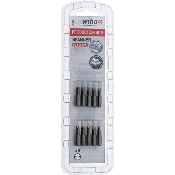 Wiha - 1/4" Drive, #6 Spanner Screwdriver Bit - 1" OAL - Apex Tool & Supply