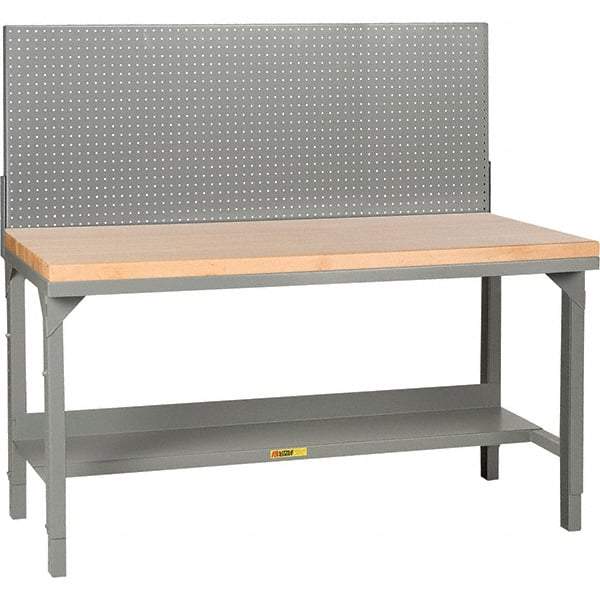 Little Giant - 72 Wide x 36" Deep x 28-3/4" High, Butcher Block Workbench - 1-3/4" Butcher Block Top, Adjustable Height Legs, Gray - Apex Tool & Supply