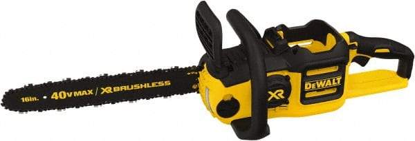 DeWALT - 40 Volt, 50 Ft/sec, Battery Powered Chainsaw - 16" Guide Bar Length, 7,500 RPM, 3/8" Chain Pitch - Apex Tool & Supply