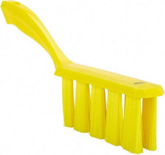 Vikan - 3.9" Bristle Length, Polyester Cleaning & Finishing Brush - 3" Long x 6-1/2" Wide Head, 13" OAL, Easy Grip Handle, Yellow, Polypropylene Block - Apex Tool & Supply