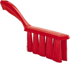Vikan - 3.9" Bristle Length, Polyester Cleaning & Finishing Brush - 3" Long x 6-1/2" Wide Head, 13" OAL, Easy Grip Handle, Red, Polypropylene Block - Apex Tool & Supply