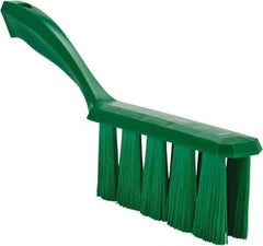 Vikan - 3.9" Bristle Length, Polyester Cleaning & Finishing Brush - 3" Long x 6-1/2" Wide Head, 13" OAL, Easy Grip Handle, Green, Polypropylene Block - Apex Tool & Supply