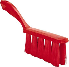 Vikan - 3.9" Bristle Length, Polyester Cleaning & Finishing Brush - 3" Long x 1-1/2" Wide Head, 13" OAL, Easy Grip Handle, Red, Polypropylene Block - Apex Tool & Supply