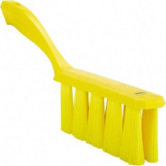 Vikan - 3.9" Bristle Length, Polyester Cleaning & Finishing Brush - 3" Long x 1-1/2" Wide Head, 13" OAL, Easy Grip Handle, Yellow, Polypropylene Block - Apex Tool & Supply