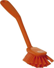 Vikan - 2.4" Bristle Length, Polyester Cleaning & Finishing Brush - 2-1/2" Long x 2.4" Wide Head, 10.8" OAL, Easy Grip Handle, Orange, Polypropylene Block - Apex Tool & Supply
