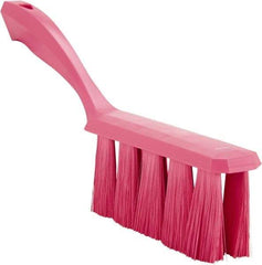 Vikan - 3.9" Bristle Length, Polyester Cleaning & Finishing Brush - 3" Long x 1-1/2" Wide Head, 13" OAL, Easy Grip Handle, Pink, Polypropylene Block - Apex Tool & Supply