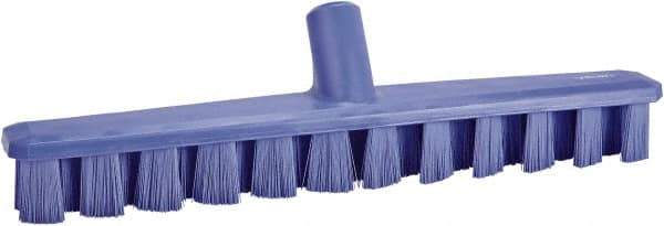 Vikan - 1-7/8" Bristle Length, Polyester Deck Scrub Brush - 1-7/8" Wide Head, 15-1/4" OAL, European Threaded Handle, Purple, Polypropylene Block - Apex Tool & Supply