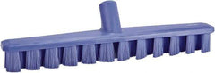 Vikan - 1-7/8" Bristle Length, Polyester Deck Scrub Brush - 1-7/8" Wide Head, 15-1/4" OAL, European Threaded Handle, Purple, Polypropylene Block - Apex Tool & Supply