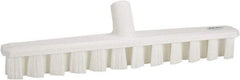 Vikan - 1-7/8" Bristle Length, Polyester Deck Scrub Brush - 1-7/8" Wide Head, 15-1/4" OAL, European Threaded Handle, White, Polypropylene Block - Apex Tool & Supply