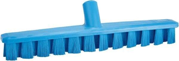 Vikan - 1-7/8" Bristle Length, Polyester Deck Scrub Brush - 1-7/8" Wide Head, 15-1/4" OAL, European Threaded Handle, Blue, Polypropylene Block - Apex Tool & Supply