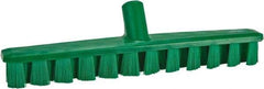 Vikan - 1-7/8" Bristle Length, Polyester Deck Scrub Brush - 1-7/8" Wide Head, 15-1/4" OAL, European Threaded Handle, Green, Polypropylene Block - Apex Tool & Supply