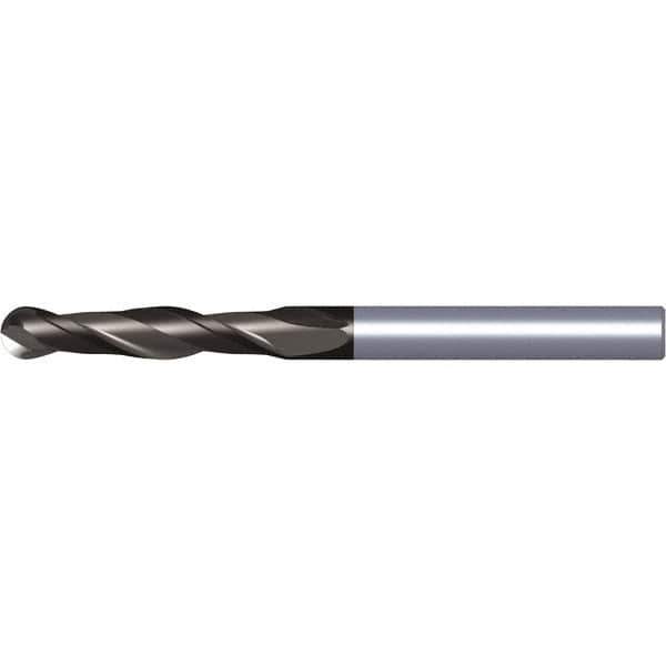 Kennametal - 1" Diam, 3" LOC, 2 Flute Solid Carbide Ball End Mill - TiAlN Finish, Single End, 6" OAL, 1" Shank Diam, Spiral Flute - Apex Tool & Supply