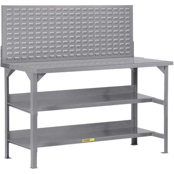 Little Giant - 60 Wide x 24" Deep x 36" High, 12 Gauge Steel Workbench - 12 Gauge Steel Top, Fixed Legs, Gray - Apex Tool & Supply