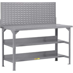 Little Giant - 60 Wide x 36" Deep x 36" High, 12 Gauge Steel Workbench - 12 Gauge Steel Top, Fixed Legs, Gray - Apex Tool & Supply