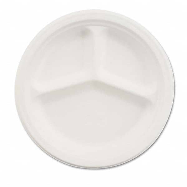 Chinet - Paper Dinnerware, 3-Comp Plate, 9 1/4" Diam, White, 500/Carton - Apex Tool & Supply