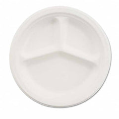 Chinet - Paper Dinnerware, 3-Comp Plate, 9 1/4" Diam, White, 500/Carton - Apex Tool & Supply