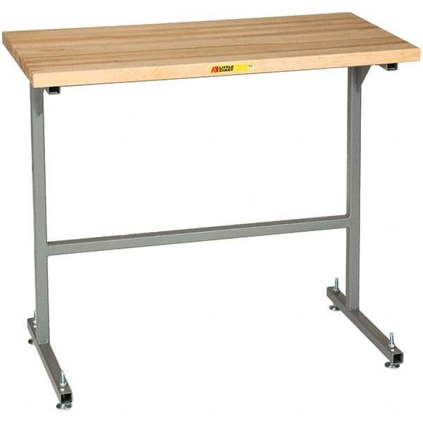 Little Giant - 48 Wide x 24" Deep x 42" High, Butcher Block Butcher Block Top Table - 1-3/4" Butcher Block Top, Fixed Legs With Adjustable Height Glides, Gray - Apex Tool & Supply