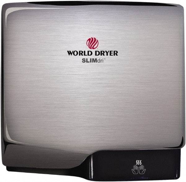 World Dryer - 950 Watt Silver Finish Electric Hand Dryer - 100/120 Volts, 8.3 Amps, 11.43" Wide x 10.7" High x 3.9" Deep - Apex Tool & Supply