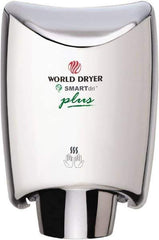 World Dryer - 1200 Watt Silver Finish Electric Hand Dryer - 100/120 Volts, 10 Amps, 9.3" Wide x 12-1/2" High x 7.6" Deep - Apex Tool & Supply