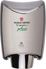 World Dryer - 1200 Watt Silver Finish Electric Hand Dryer - 100/120 Volts, 10 Amps, 9.3" Wide x 12-1/2" High x 7.6" Deep - Apex Tool & Supply