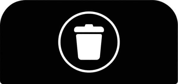 Rubbermaid - Trash Can Decal Message: Landfill - English, Text on Color, Black, Indoor & Outdoor, Apply to Metal, 1-25/32" Wide x 8-1/2" High - Apex Tool & Supply