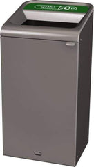 Rubbermaid - 23 Gal Gray Rectangle Decorative Indoor Single Stream Waste Receptacle - Metal, Organic Waste Graphic, 37.965" High x 19.588" Long x 19-1/2" Wide, Lid Included - Apex Tool & Supply