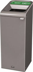 Rubbermaid - 15 Gal Gray Rectangle Decorative Indoor Single Stream Waste Receptacle - Metal, Organic Waste Graphic, 37.965" High x 14.784" Long x 19-1/2" Wide, Lid Included - Apex Tool & Supply