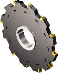 Sandvik Coromant - Arbor Hole Connection, 0.8071" Cutting Width, 4.311" Depth of Cut, 12" Cutter Diam, 2-1/2" Hole Diam, 20 Tooth Indexable Slotting Cutter - 2-1/2" Shank Diam, N331.32..Txx Toolholder, N331.32..Txx Insert, Neutral Cutting Direction - Apex Tool & Supply