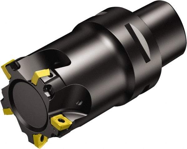 Sandvik Coromant - 3 Inserts, 1-1/2" Cut Diam, 2.4803" Arbor Diam, 0.3937" Max Depth of Cut, Indexable Square-Shoulder Face Mill - 90° Lead Angle, 3" High, 490R-1404 Insert Compatibility, Through Coolant, Series CoroMill 490 - Apex Tool & Supply