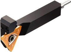 Sandvik Coromant - QS, External, Right Hand, 1/4" Max Depth of Cut, Indexable Grooving Tool Holder - N123T3-0150-CM Insert Compatibility, 1/2" Shank Height, 1/2" Shank Width, 2-3/4" OAL, Through Coolant - Apex Tool & Supply