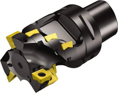 Sandvik Coromant - 3 Inserts, 2" Cut Diam, 1.9685" Arbor Diam, 2.3622" Max Depth of Cut, Indexable Square-Shoulder Face Mill - 90° Lead Angle, 3-15/16" High, 690-100508M-E-SL & 690-100510M-P-SL Insert Compatibility, Through Coolant, Series CoroMill 690 - Apex Tool & Supply