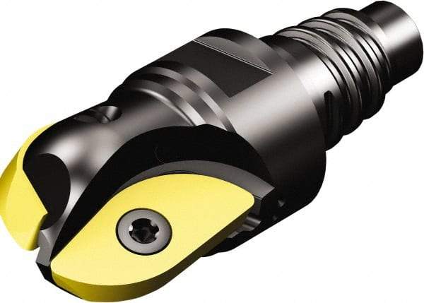 Sandvik Coromant - 32mm Cut Diam, 28.6mm Max Depth of Cut, 24.2mm Shank Diam, 74mm OAL, Indexable Ball Nose End Mill - 50mm Head Length, E25 Weldon Flat Shank, R216..EH Toolholder - Apex Tool & Supply