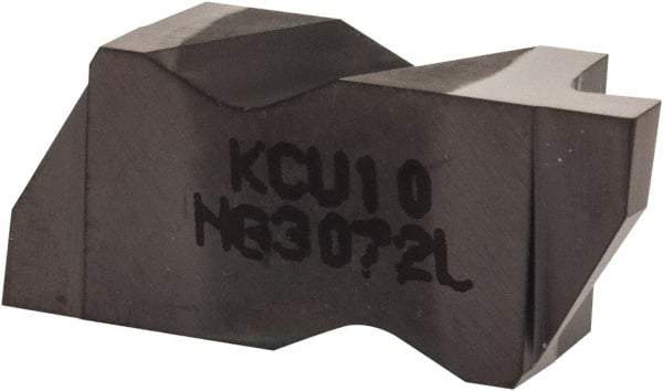 Kennametal - 3072NG Grade KCU10, 1.83mm Cutting Width Carbide Grooving Insert - 2.39mm Max Depth of Cut, Left Hand, 0.19mm Corner Radius, AlTiN Finish - Apex Tool & Supply