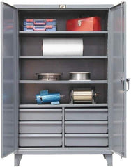 Strong Hold - 4 Shelf 6 Bin Locking Storage Cabinet - Steel, 72" Wide x 24" Deep x 72" High, Dark Gray - Apex Tool & Supply