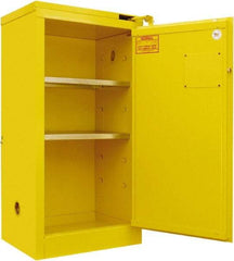 Securall Cabinets - 2 Door, 2 Shelf, Yellow Steel Standard Safety Cabinet for Flammable and Combustible Liquids - 46" High x 24" Wide x 18" Deep, Self Closing Door, 3 Point Key Lock, 20 Gal Capacity - Apex Tool & Supply