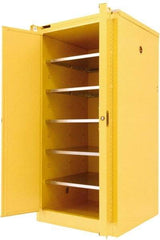 Securall Cabinets - 2 Door, 5 Shelf, Yellow Steel Standard Safety Cabinet for Flammable and Combustible Liquids - 67" High x 31" Wide x 31" Deep, Self Closing Door, 3 Point Key Lock, 120 Gal Capacity - Apex Tool & Supply