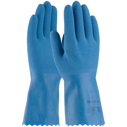 ‎55-1635/XL Coated Supported Gloves - Assurance - Latex Coating with Nylon Liner - Blue Latex Crinkle Grip - Exact Industrial Supply