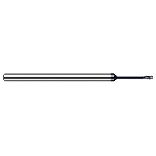 Variable Helix End Mills for Medium Alloy Steels - 0.0400″ Cutter Diameter × 0.0050″ Radius × 0.0600″ Length of Cut × 0.2030″ (13/64″) Reach Carbide Corner Radius End Mill for Medium Alloy Steels, 3 Flutes, AlTiN Coated - Exact Industrial Supply
